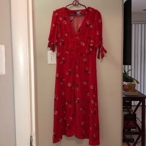 Red floral dress